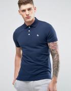 Abercrombie & Fitch Slim Fit Core Polo With Moose Embroidery In Navy - Navy