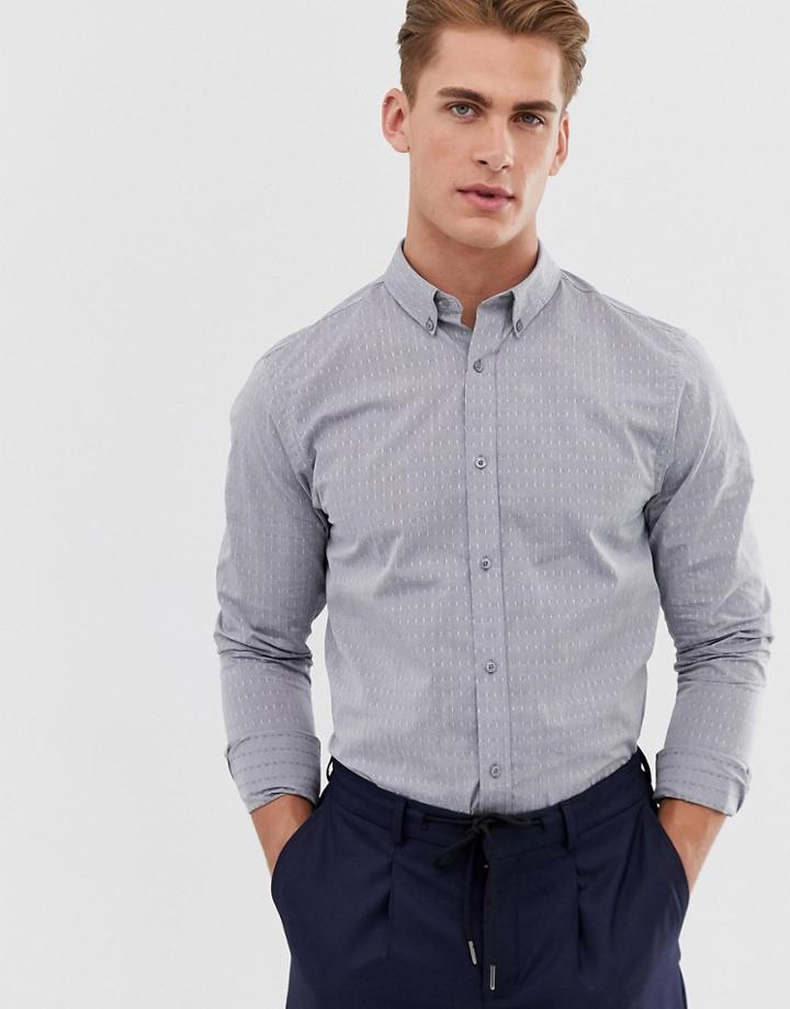 Ben Sherman Diamond Jacquard Shirt - Gray