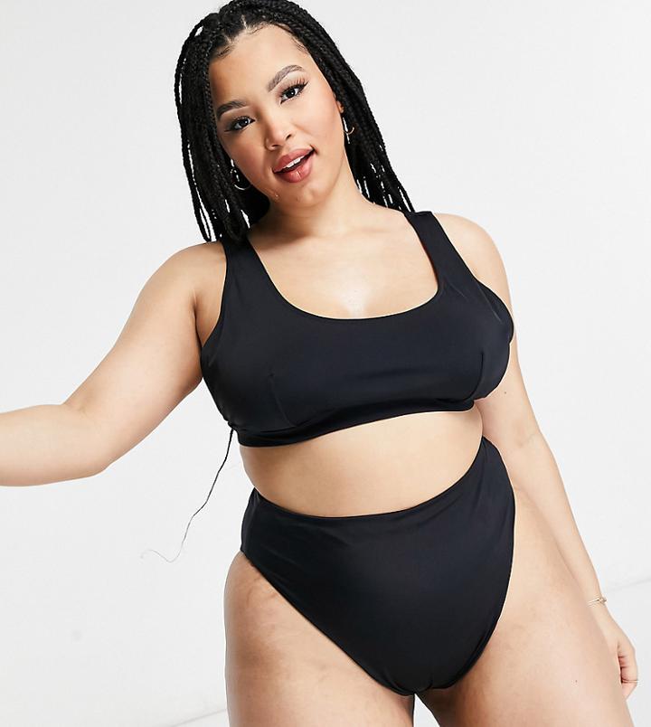 Asos Design Curve Recycled Mix And Match High Leg High Waist Bikini Bottom In Black