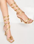 Asos Design Neo Ankle Detail High Heel Sandals In Gold