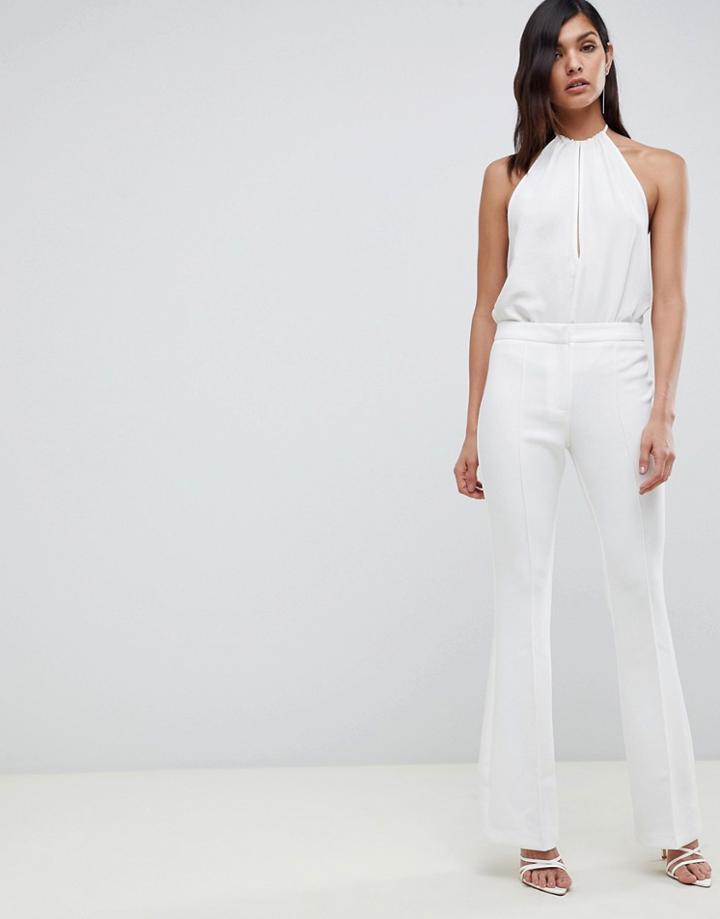 Asos Design Slim Kick Flare Pants In Ivory-white