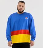Asos Design Plus Pepsi Oversized Long Sleeve T-shirt Wih Color Blocking And Back Print - Blue