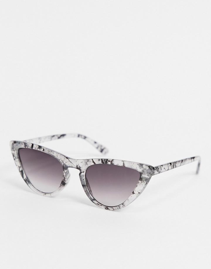 Aj Morgan Cat Eye Sunglasses In Gray Marble-grey
