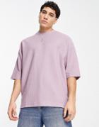 Asos Design Oversized Half Sleeve Waffle T-shirt In Purple