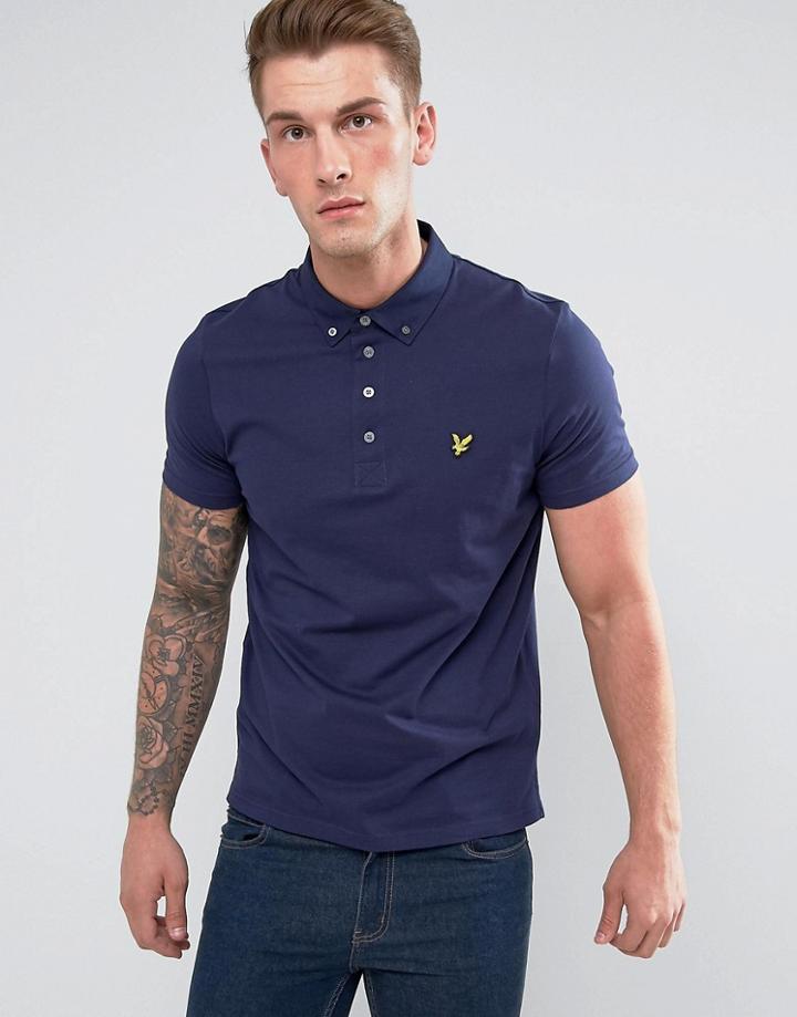 Lyle & Scott Woven Collar Polo Shirt Navy - Navy