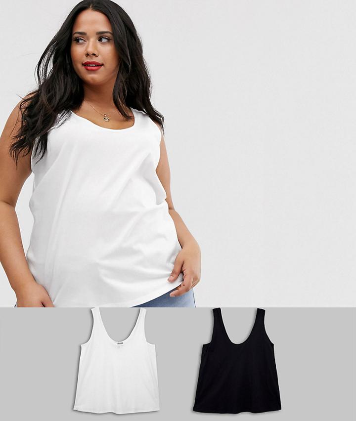 Asos Design Curve Ultimate Organic Cotton Tank 2 Pack Save - Multi