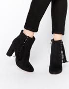 Truffle Collection Alice Tassel Heeled Ankle Boots - Black Mf