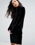 Minimum Velvet Dress With Zip Detail - Black