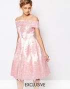 Chi Chi London Premium Lace Bandeau Midi Dress - Pink