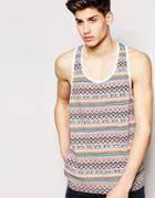 Bellfield Tank With All Over Geo-tribal Print - Red