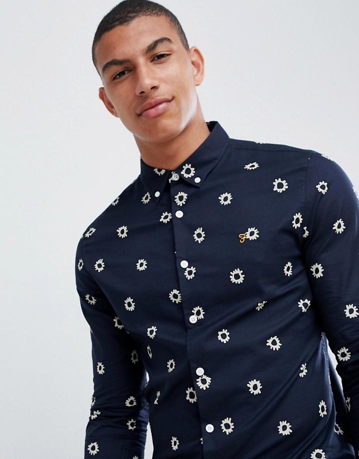 Farah Idha Printed Shirt In Navy - Navy