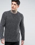 Asos Knitted Sweater In Boucle Textured Yarn In Charcoal - Gray