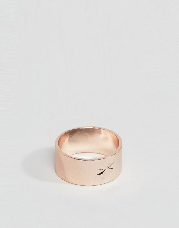 Asos Ring With Embossed Star - Gold