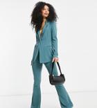 Asos Design Tall Jersey Slim Kick Flare Suit Pants In Sage-green