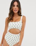 Zulu And Zephyr Cut Out Swimsuit In Palm Print