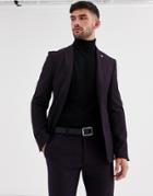 Avail London Skinny Suit Jacket In Plum-purple