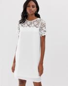 Vila Lace Yoke Shift Mini Dress - White