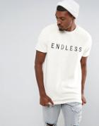 Asos Longline T-shirt In Borg With Endless Embroidery - White
