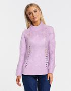 Pieces Jyla Cable Knit Sweater In Lilac-purple