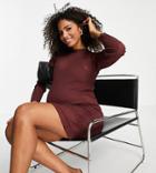 Asos Design Maternity Plisse Mini Dress In Wine-red