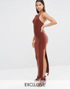 Club L Cross Back Maxi Dress - Chocolate Brown