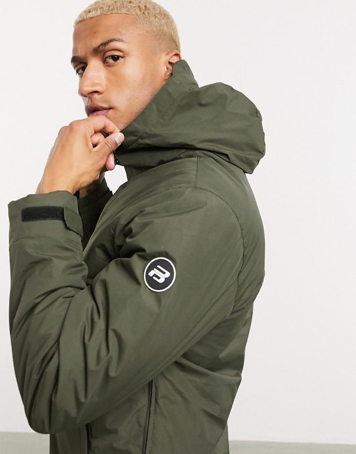 Pull & Bear Overhead Padded Jacket In Khaki-green