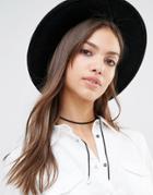 Pieces Faux Suede Tie Up Choker - Black