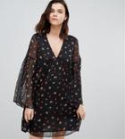 Influence Tall Smock Dress With Flare Sleeves - Black