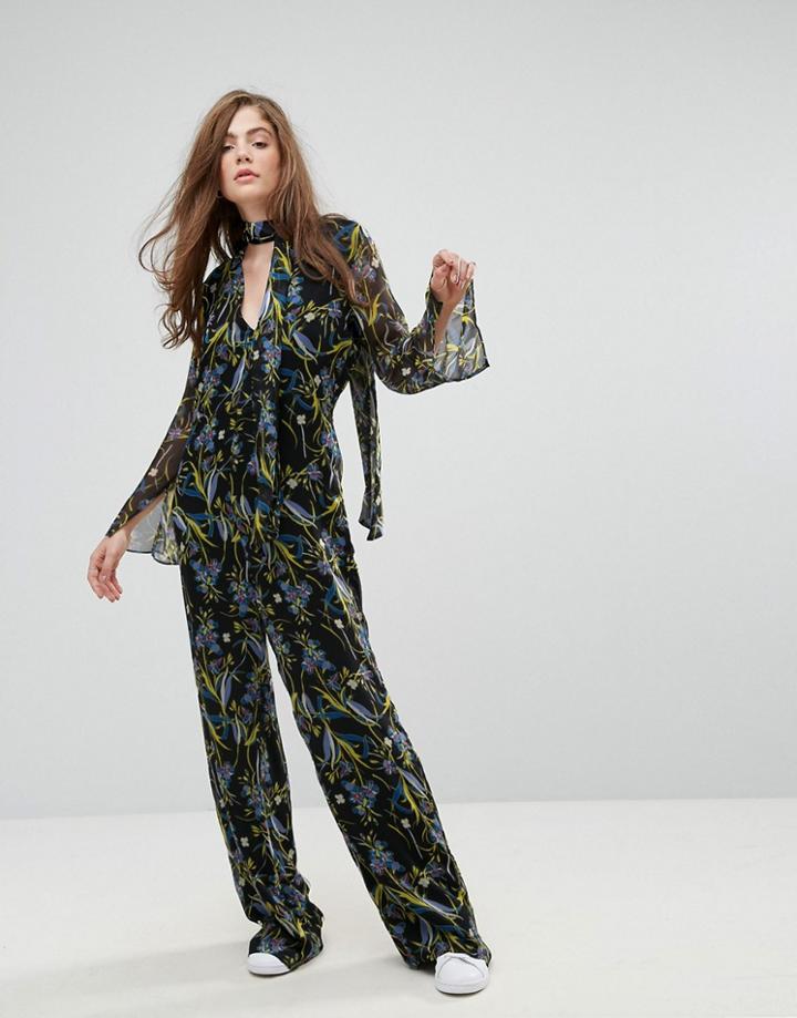 Gestuz Ebony Floral Print Jumpsuit - Black