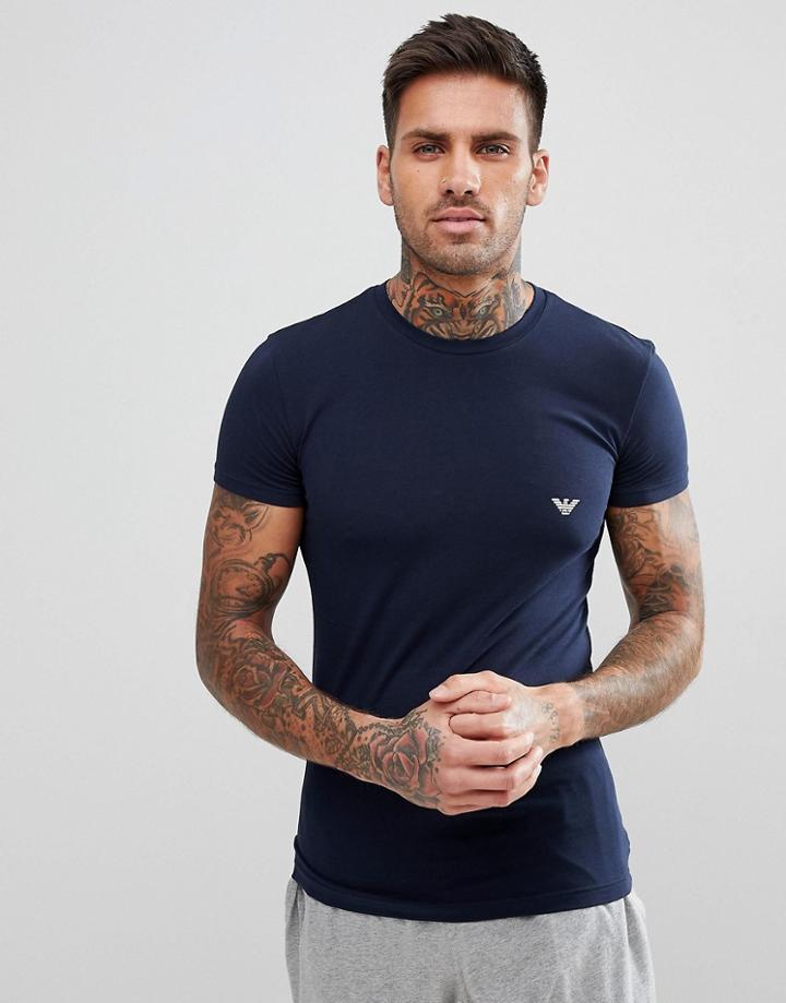 Emporio Armani Muscle Fit Back Logo T-shirt In Navy - Navy