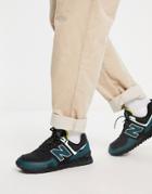 New Balance 574 Cordura Sneakers In Black And Teal