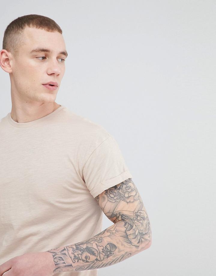 New Look T-shirt With Roll Sleeve In Light Pink - Pink