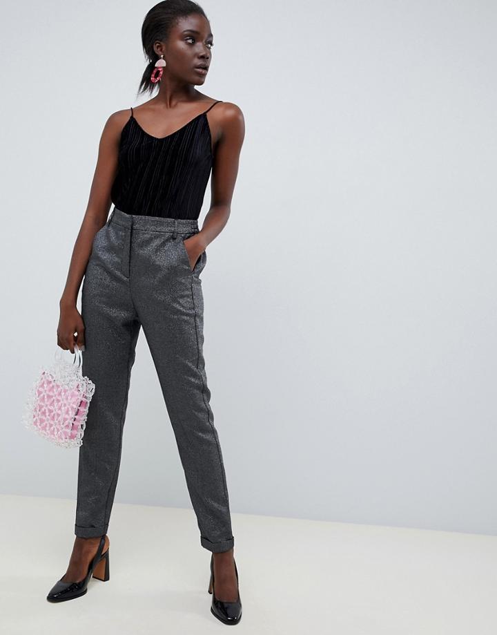 Vero Moda Glitter Tailored Pants-silver