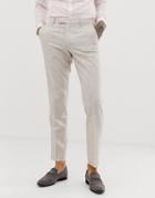 Harry Brown Wedding Wool Blend Slim Fit Summer Tweed Suit Pants - Cream