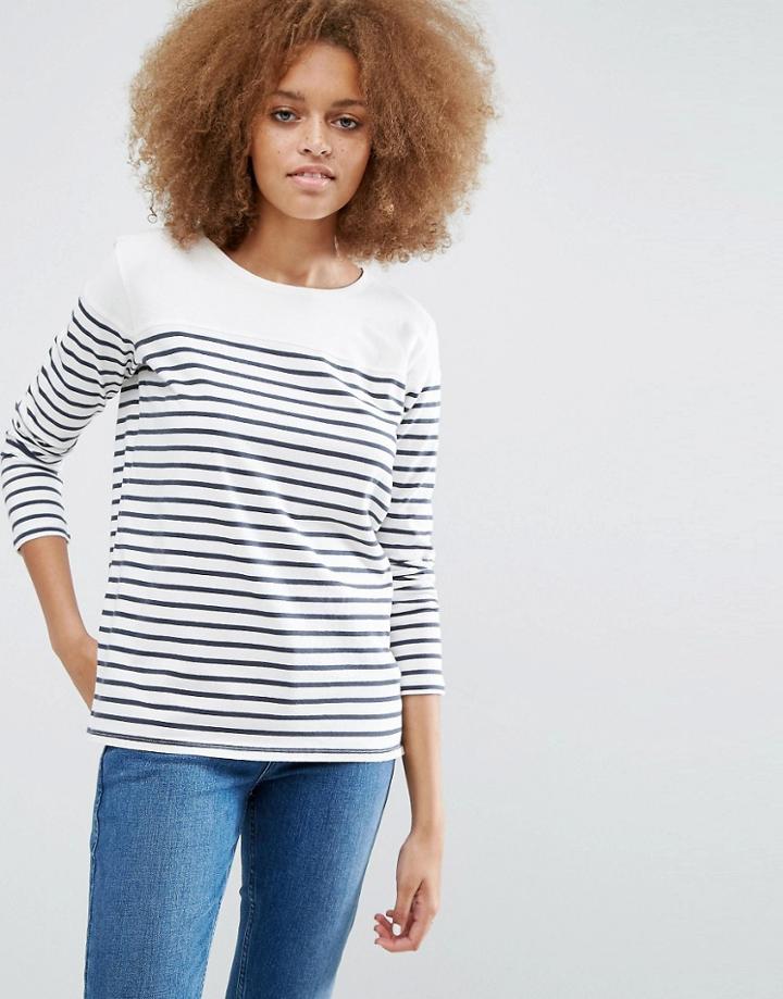 Asos T-shirt In Stripe With Panel Detail - Multi