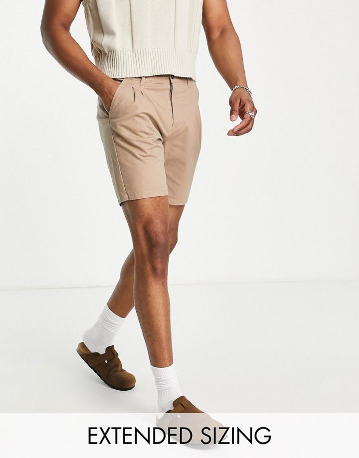 Asos Design Chino Cigarette Shorts In Beige-neutral