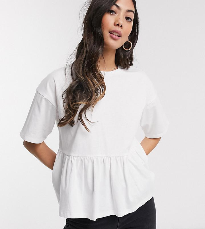 Asos Design Petite Casual Smock Top-white