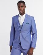 Farah Blue Plain Slim Fit Suit Jacket