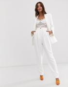 Asos Design High Waist Extreme Tapered Suit Pants - White