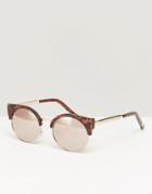 Mango Tort Half Frame Cat Eye Sunglasses - Brown