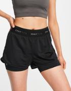 Only Play Breathable Training Shorts With Band And Mesh Double Layer In Black