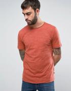 Only & Sons T-shirt With Raw Hem In Marl - Orange