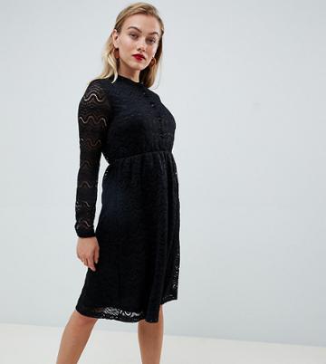 Yumi Petite Shirt Dress In Lace - Black