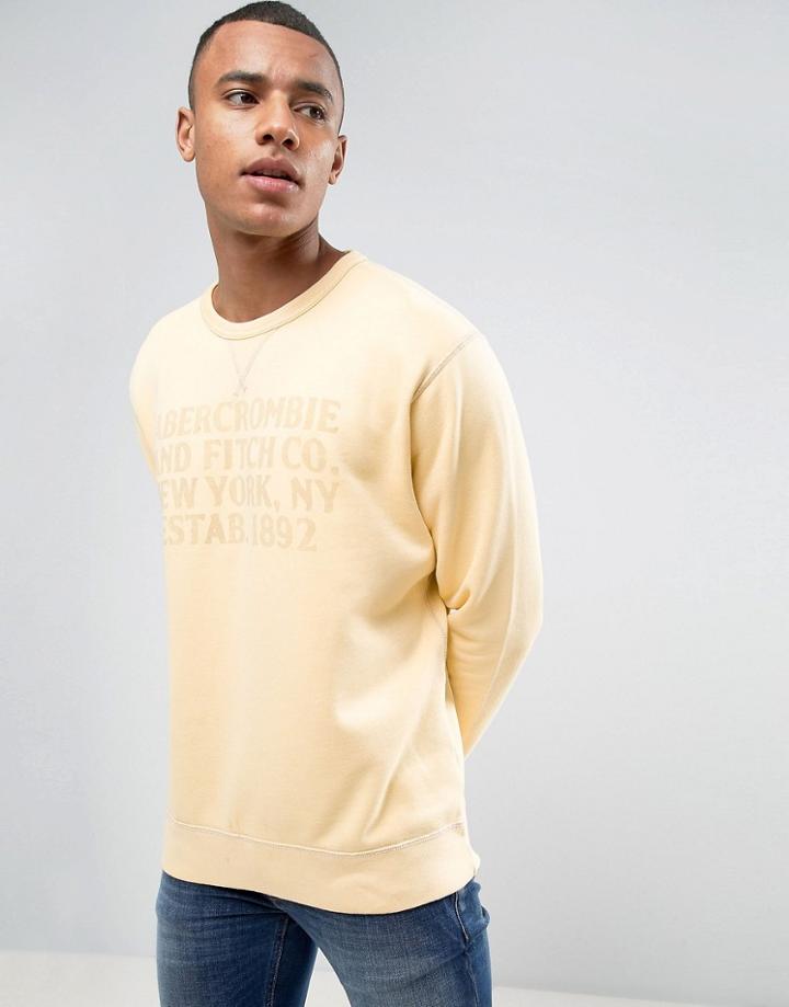 Abercrombie & Fitch Oversized Burnout Print Crew Neck Sweatshirt In Yellow - Yellow