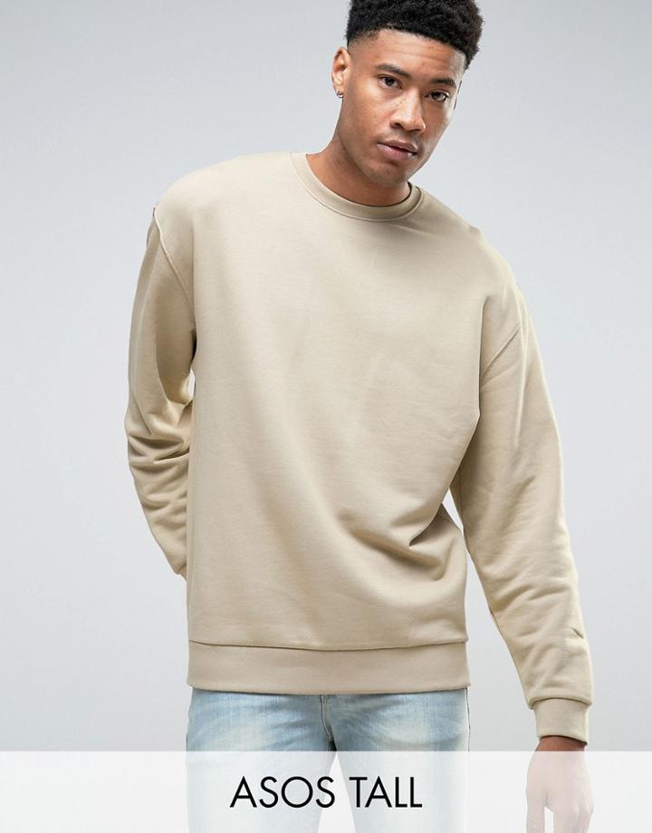 Asos Tall Oversized Sweatshirt In Beige - Beige