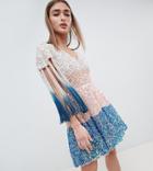 A Star Is Born Petite Embellished Skater Dress In Dip Dye Effect - Multi