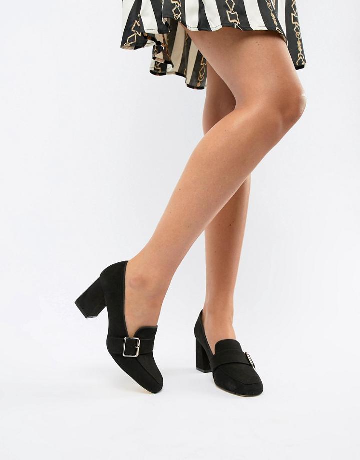 London Rebel Heeled Loafer Shoes - Black