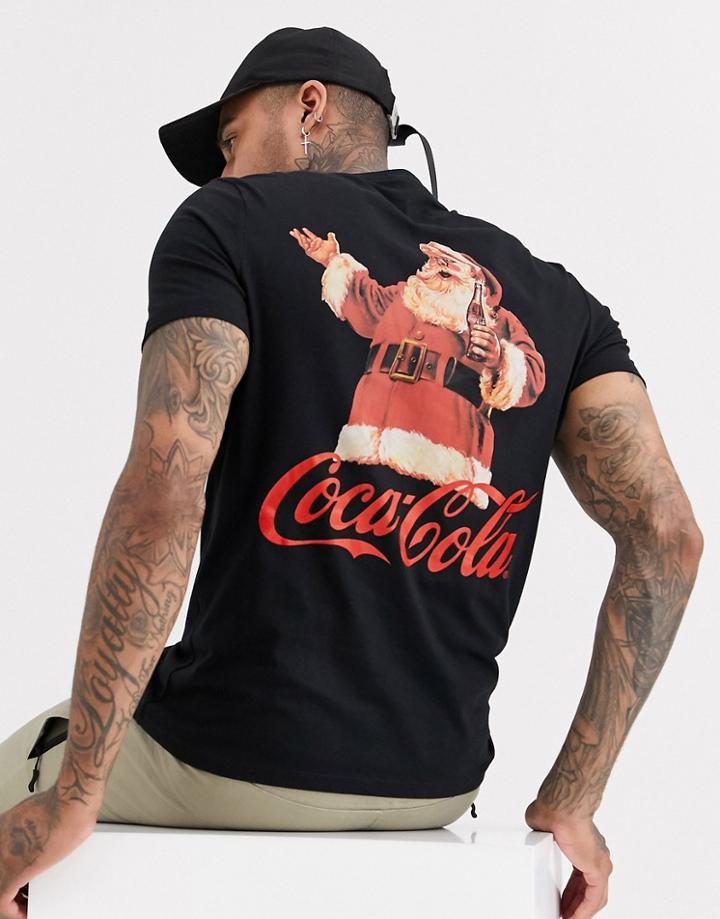 Asos Design Coca-cola Holidays T-shirt With Back Print-black