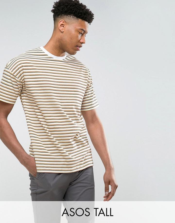 Asos Tall Oversized Retro Stripe T-shirt - White
