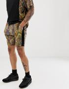 Asos Design Two-piece Velour Skinny Shorts With Floral Print - Black